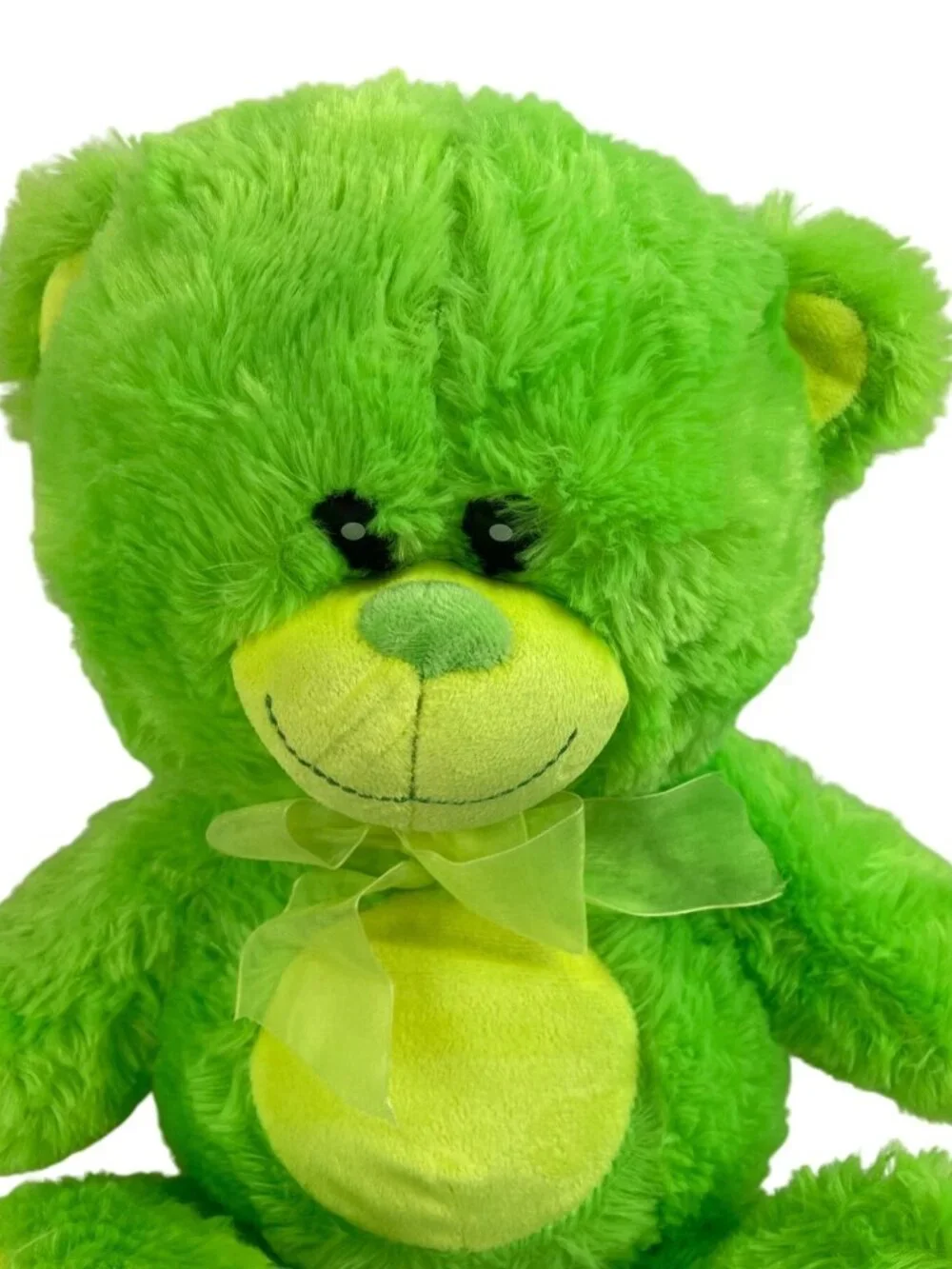 Vintage Fiesta Barrington 17" Neon Green Teddy Bear w/Bow Stuffed Plush Animal - Picture 3 of 9